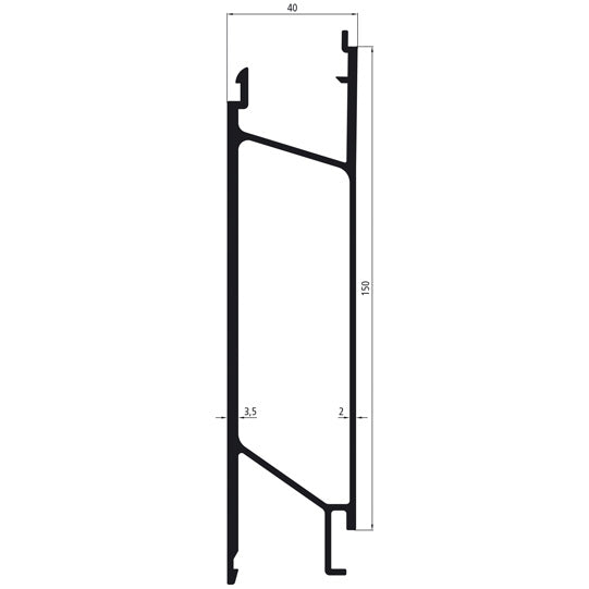 40 mm aluminum SL, 150 mm middle section, mill finish