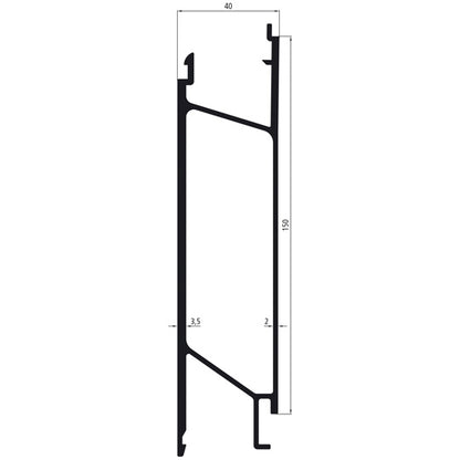 40 mm aluminum SL, 150 mm middle section, mill finish
