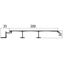 Aluminium floor profile 200mm, smooth, 30mm thick, press-finish