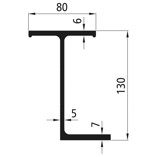 Aluminum subframe profile 130mm, special length 4241 mm