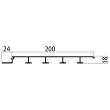Aluminium floor profile 200 mm, finely ribbed, 18 mm thick, pre