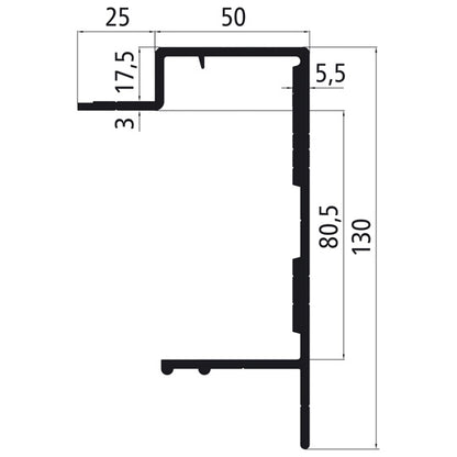 Aluminium base frame 130mm, press finish