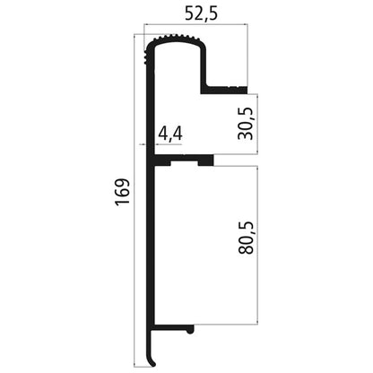 Aluminum frame profile 169mm, press finish