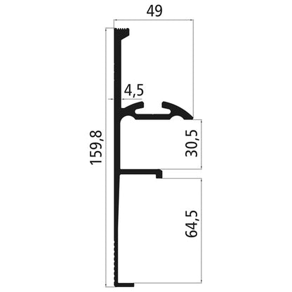 Alumiinirunkoprofiili 159,8 mm, jyrsintäprofiililla
