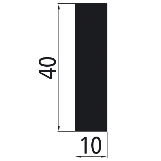 Alumiininen litteä materiaali 40x10 mm. prässätty