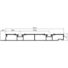 Aluminium floor profile 227 mm, 27 mm, w.gasket, w/out milling,