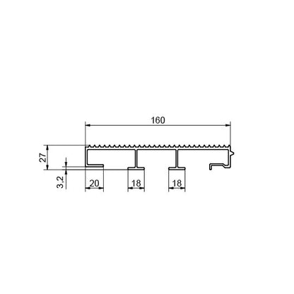 Aluminium floor profile 27 mm, corrugated, end section, press-f