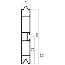 Aluminium 25 mm push-on batten, 150 mm, w/ airline system, pres