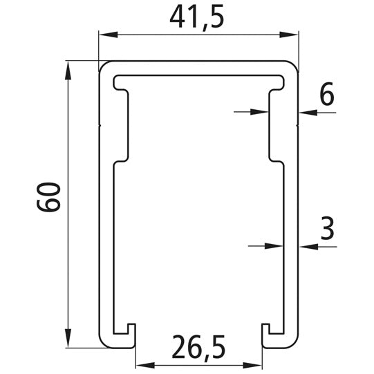 Mounting profile, aluminium, 3000 mm, anodized