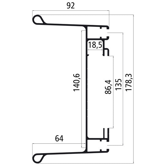 aluminum-lighting support, unmachined, anodised