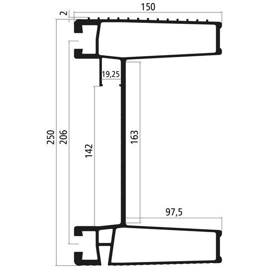 Aluminium underride guard 564040, anodised, unmachined, 4850 mm