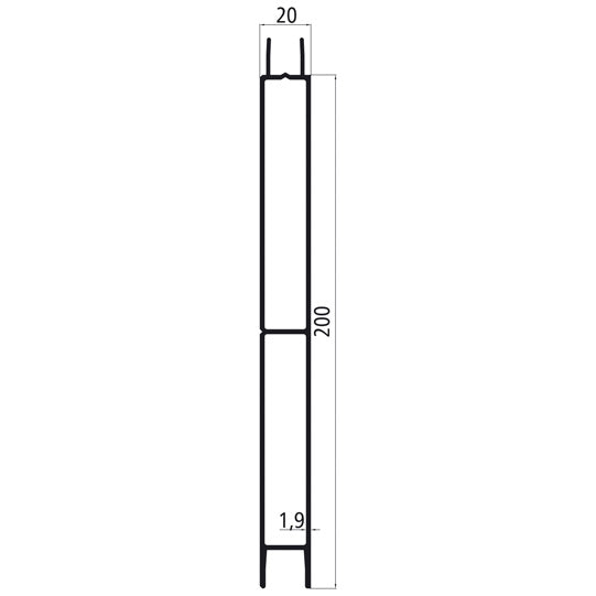 Aluminium 20 mm plug, 200 mm middle section, anodised