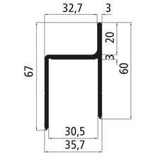 Aluminium 30 mm surround w. flag, anodized