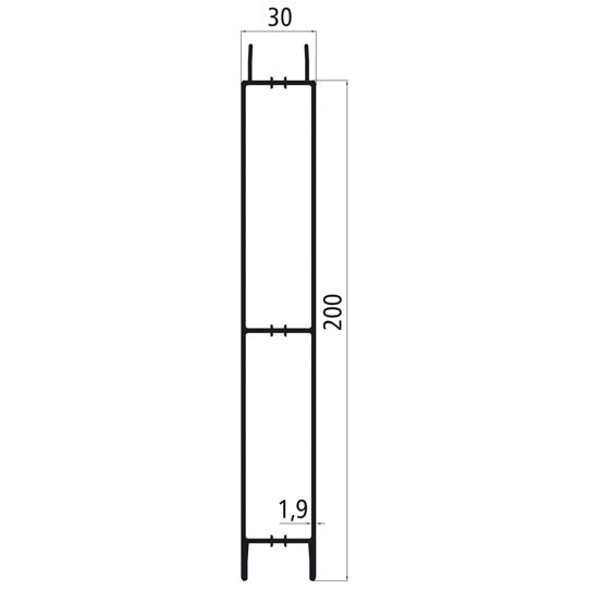 Aluminium 30 mm plug, 200 mm middle section, anodized
