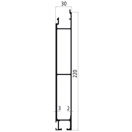 Aluminium 30 mm SL, 220 mm lower part, anodised