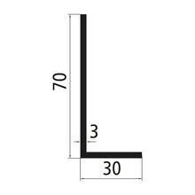 Aluminium angle profile 70x30x3mm, anodised