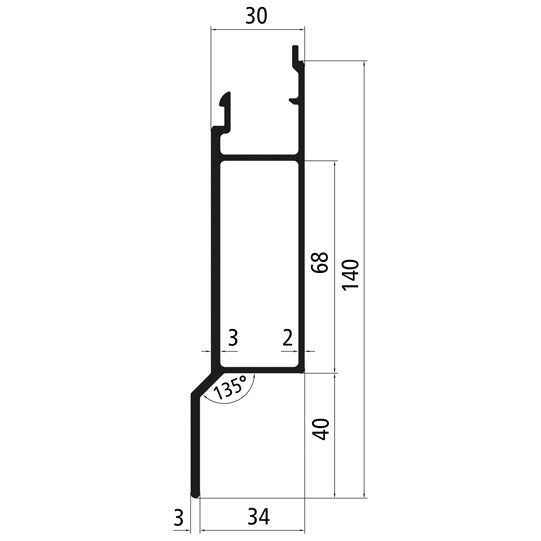Aluminum 30 mm SL, 100 mm lower part w. cr. flag, anodized