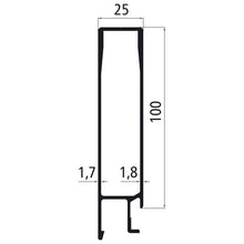 Aluminium 25 mm SL, 100 mm top part anodised