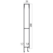 Aluminium 25 mm SL, 200 mm upper part, anodised