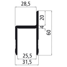 Aluminium 25 edging w. straight flag, anodised