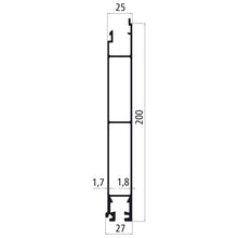 Aluminium 25 mm SL, 200 mm lower part f. angled seal, anodised
