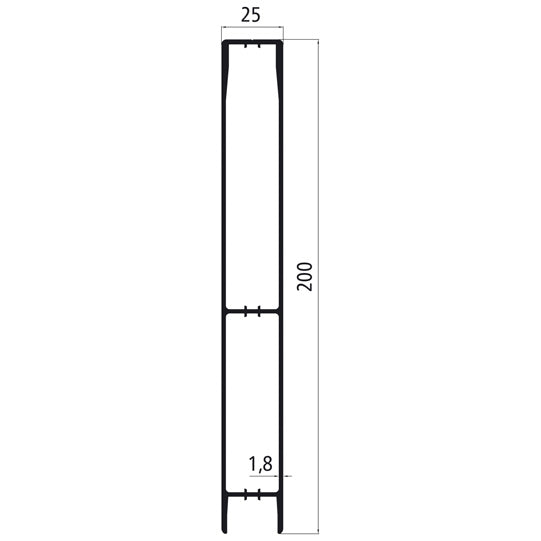 Aluminium 25 mm plug, 200 mm upper part, anodised