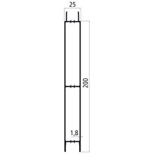 Alumiininen 25 mm:n tulppa, 200 mm:n keskiosa, anodisoitu