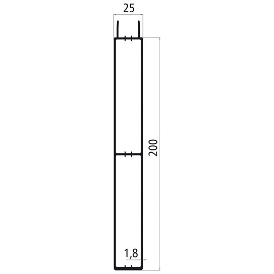 Aluminium 25 mm plug, 200 mm lower part, anodised