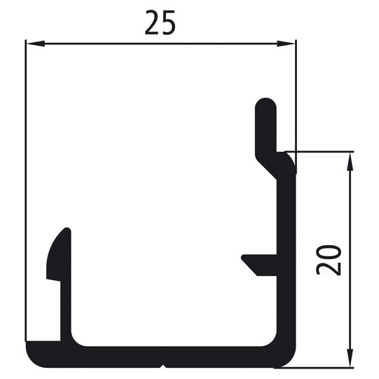 Aluminium 25 mm SL, nedre del (20 mm), anodiserad