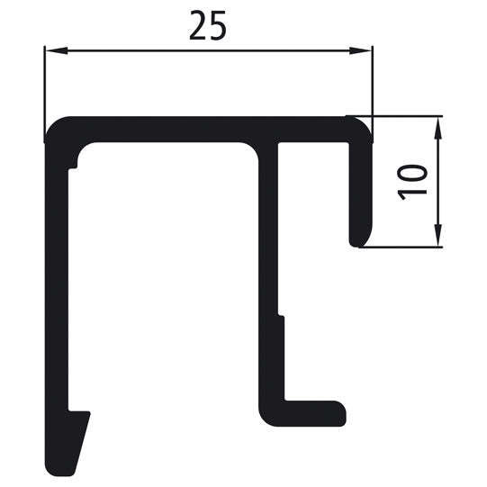 Aluminium 25 mm SL, 10 mm huvudstycke, anodiserad