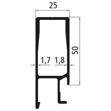 Alumiini 25 mm SL, 50 mm yläosa, anodisoitu
