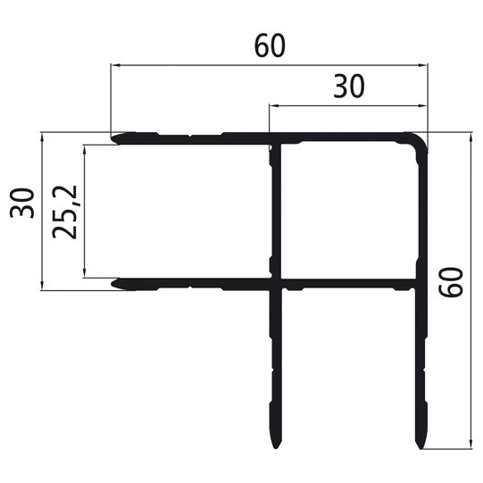 Aluminium 25 mm angle surround, anodised