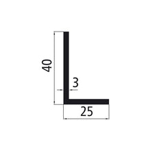 Aluminium angle profile 40x25x3mm, anodised