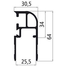 Aluminium 25 edging f. K20 stanchions Rear panel, anodised