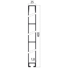 Aluminium 25 mm i ett stycke, 400 mm sidobräda, anodiserad