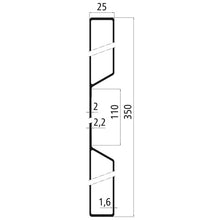 Alu 25 mm one-piece, 350 mm dropside w. tarpaulin recess