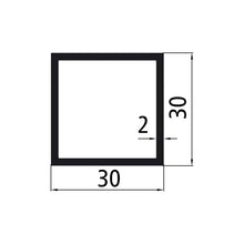 Aluminium square tube 30x30x2mm, anodized