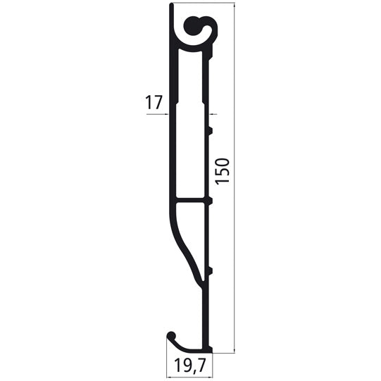 Vikbar stegprofil i aluminium 150 mm för vikbart steg 621280, a