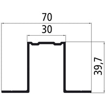 Cross bow hat profile aluminium for roof straps, anodized