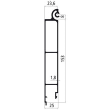 Alumiini 25 mm SL. 153 mm yläosa saranaliitoksella. anodisoitu