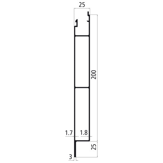 Aluminium 25 mm SL 200 mm underdel med anodiserad invändig stopp