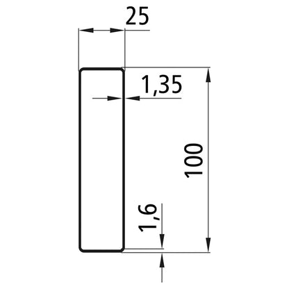 Aluminium 25 mm insatsplatta, 100 mm, ljus version, anodiserad