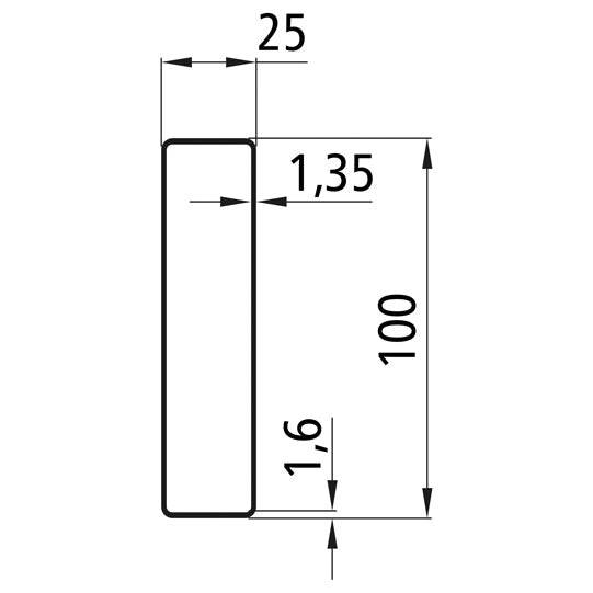 Aluminium 25 mm insertion plate, 100 mm, light ver., anodised