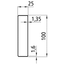 Aluminium 25 mm insertion plate, 100 mm, light ver., anodised