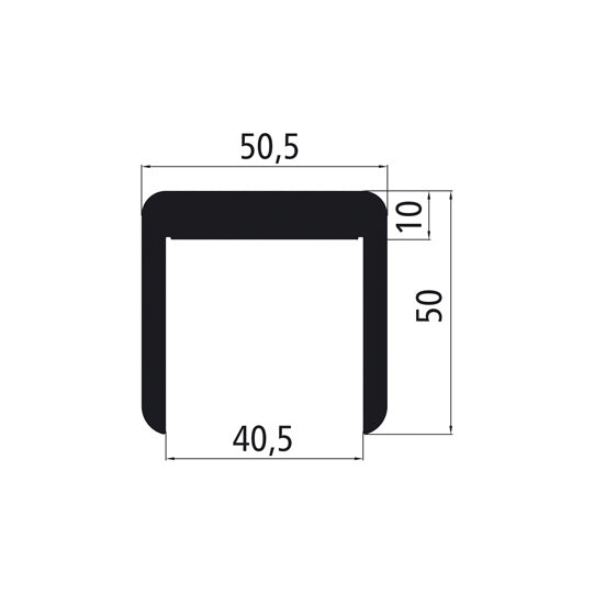 40 mm isosceles aluminium U-frame, anodized
