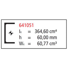 Aluminium U-profile 60x120x60x 8 mm, anodized