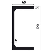 Aluminium U-profile 60x120x60x 8 mm, anodized