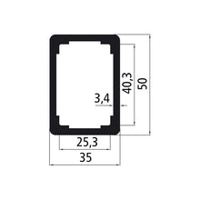 Aluminium rectangular tube 50x35x3.4 mm, anodised