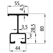 Aluminium crossbar 80 mm, anodised