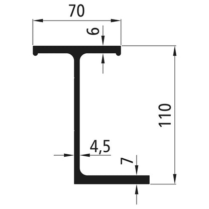Alumiininen apurunkoprofiili 110 mm, anodisoitu